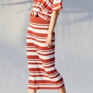 NWT Anthropologie × Callahan Simone Striped Ribbed Midi Pencil Skirt Cotton MD